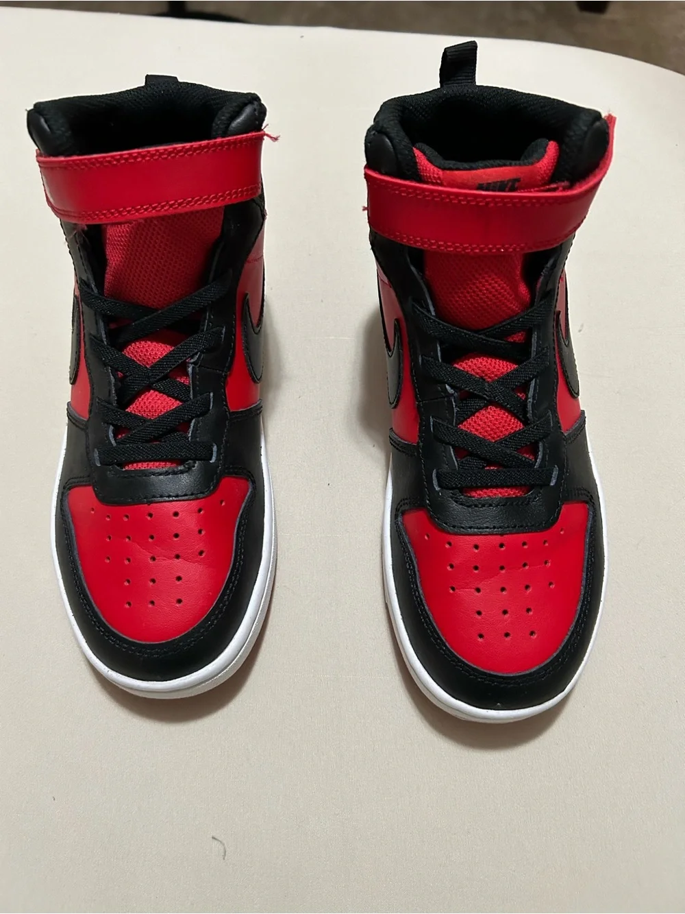 Boys Nike Court Boroughs Mid 2 in Red and Black